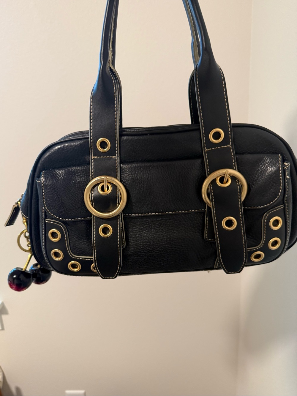 Maxx New York Black Handbag with Gold Ring Hardware - Picture 8 of 8